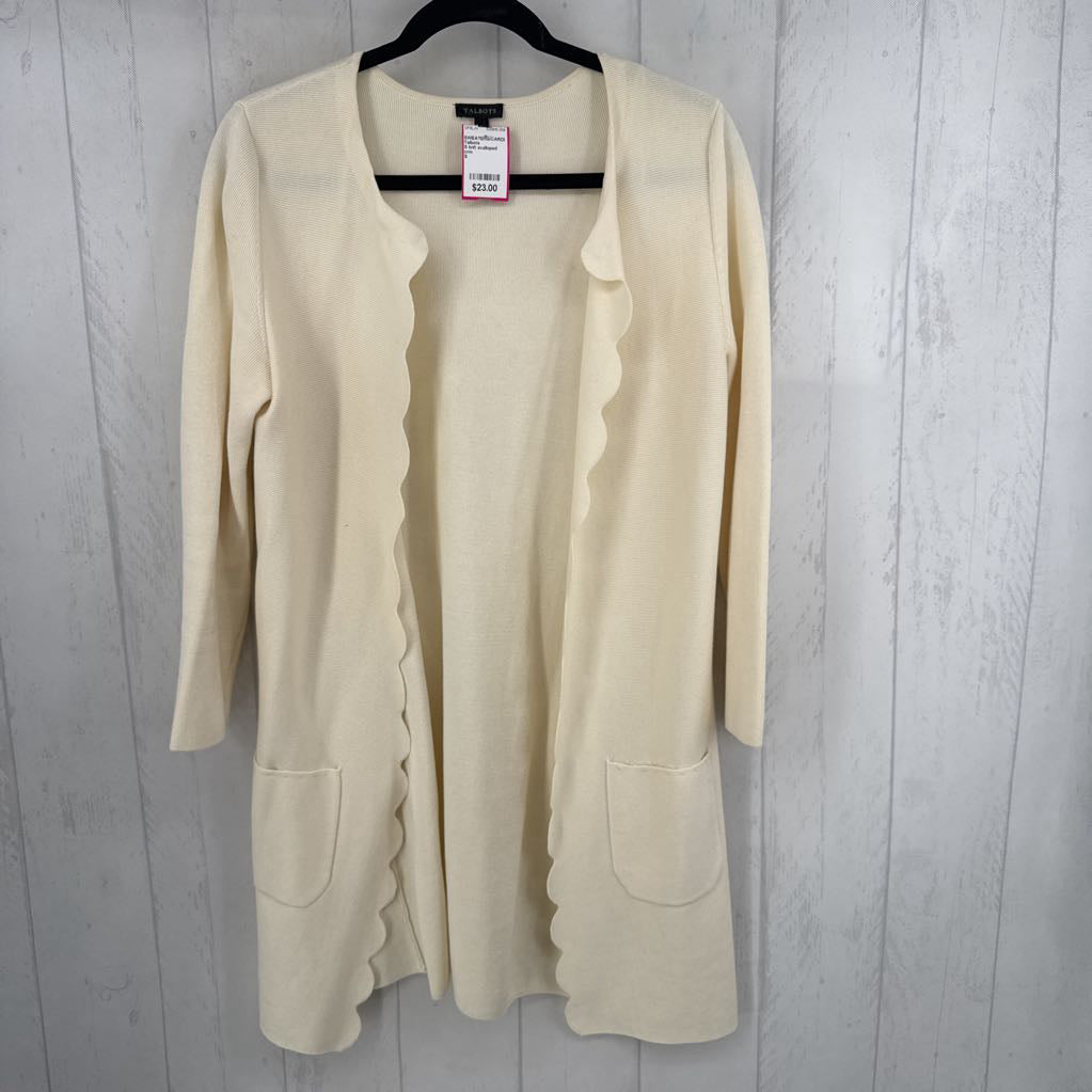 S knit scalloped trim cardi