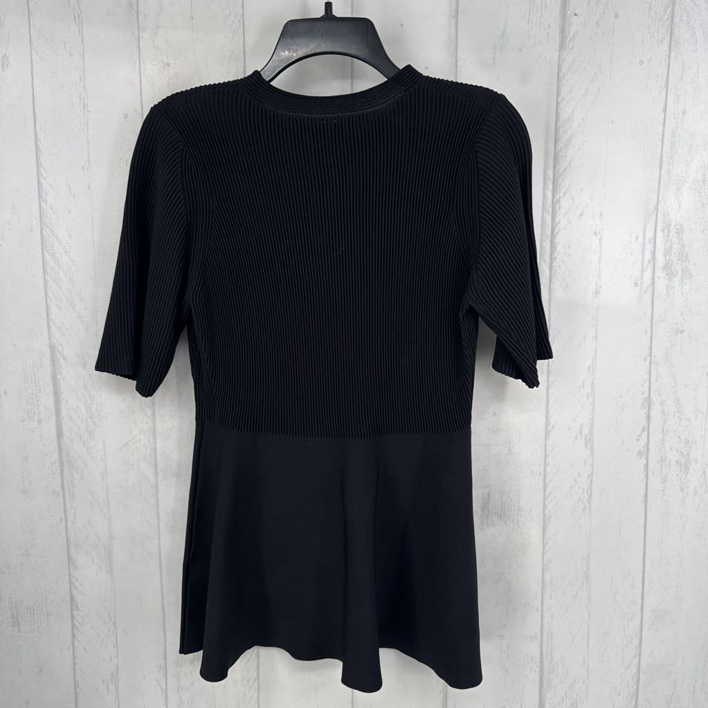 M ribbed elbow slv peplum top