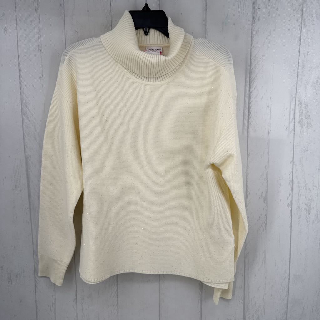 M ribbed sparkly cowl neck sweater