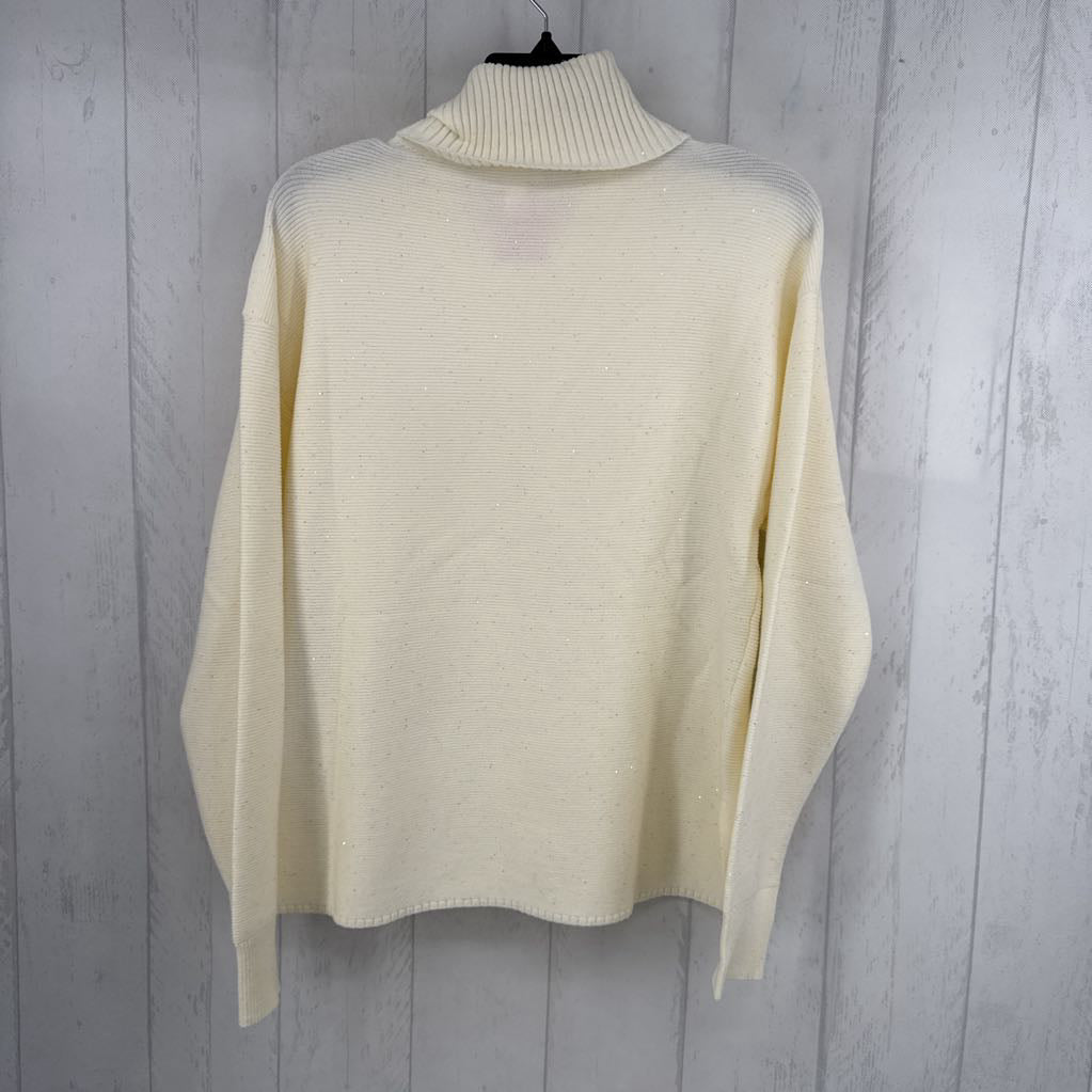 M ribbed sparkly cowl neck sweater