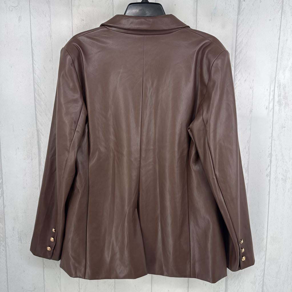 L vegan leather blazer