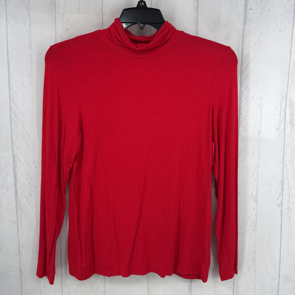 L jersey knit mock neck l/s tee