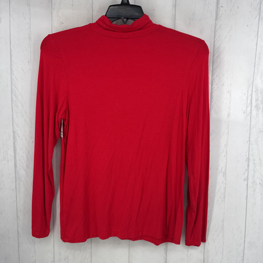 L jersey knit mock neck l/s tee