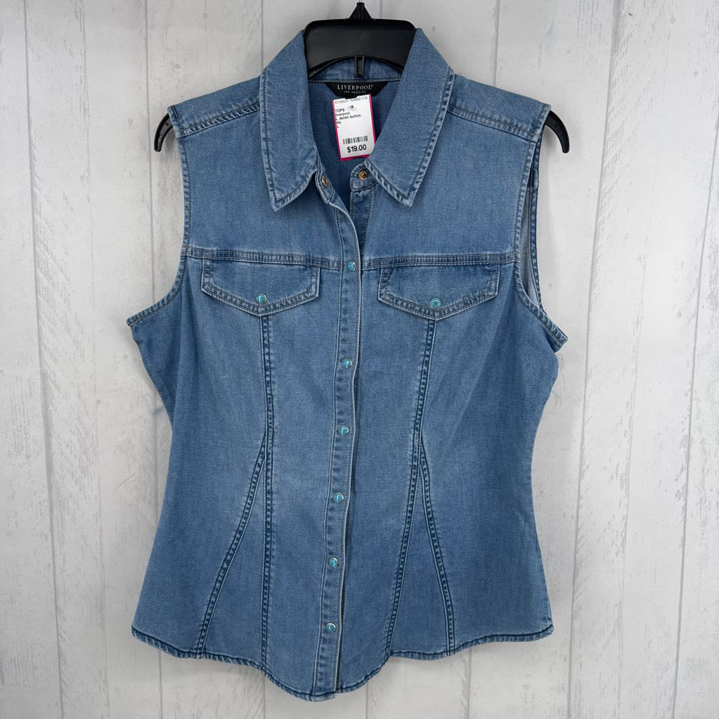 L denim button down slvls top