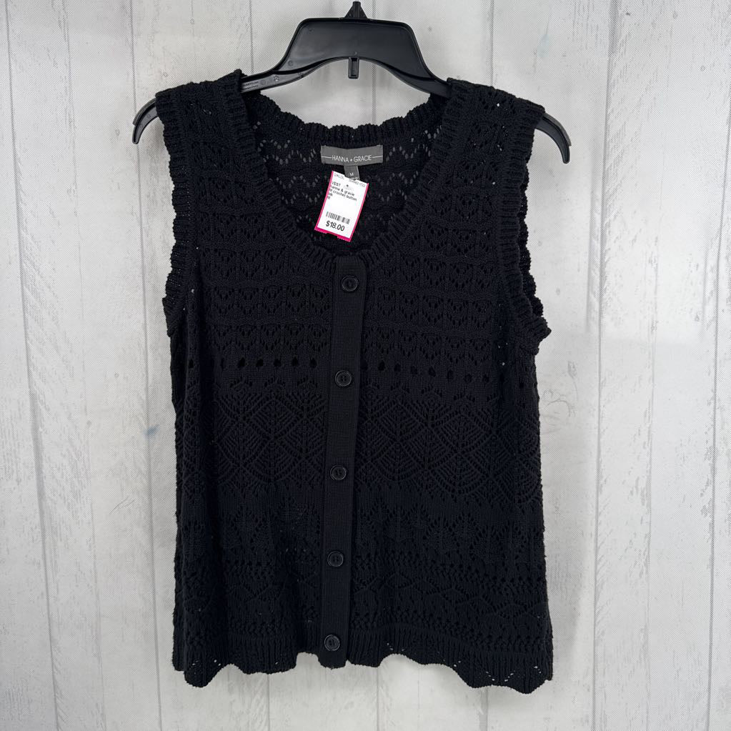 M crochet button down vest