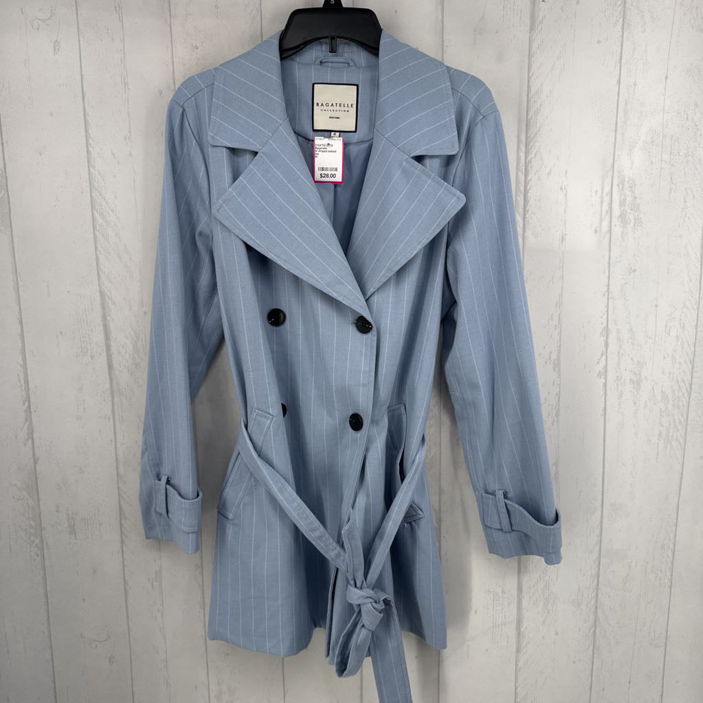 M striped belted jacket