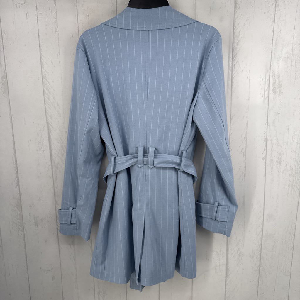 M striped belted jacket