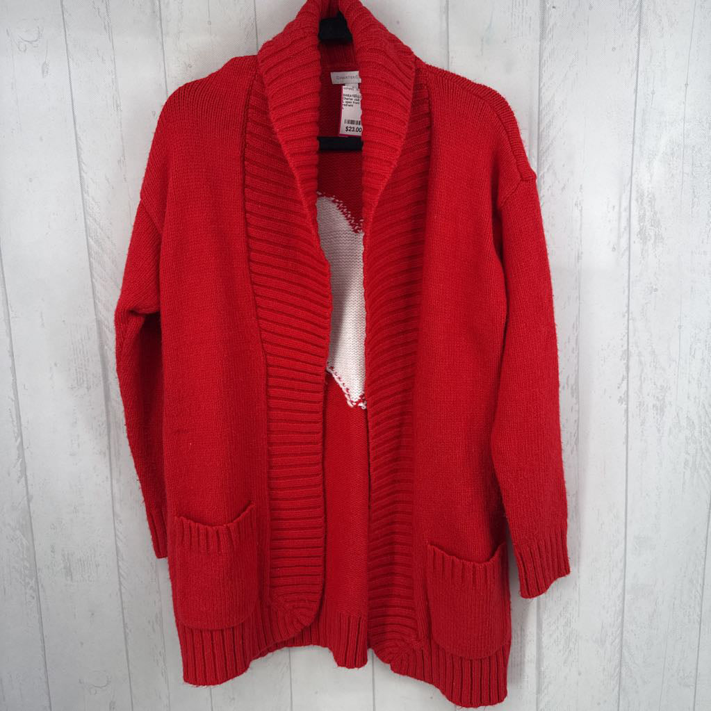 L open front heart back cardi