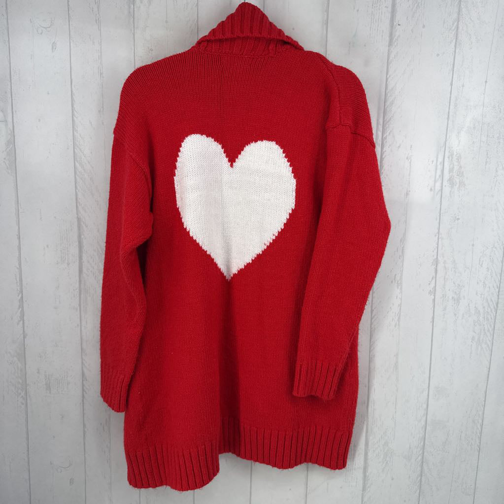 L open front heart back cardi