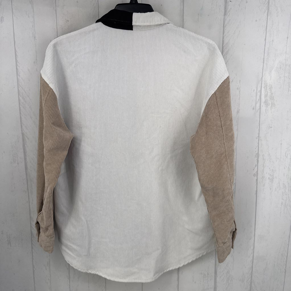 L colorblock corduroy button down l/s top