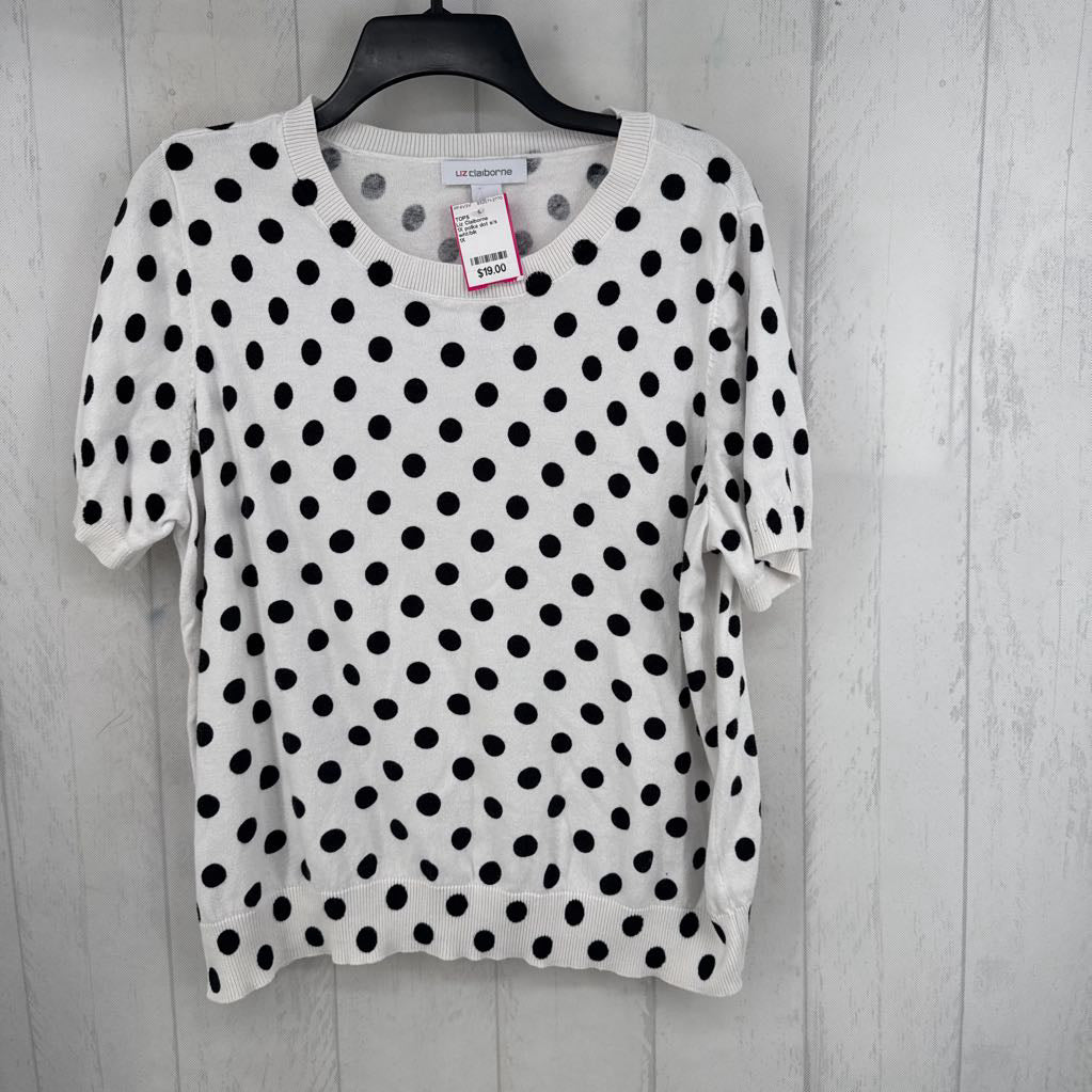 1X polka dot s/s knit top