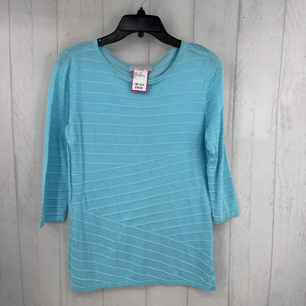 M knit striped 3/4 slv top
