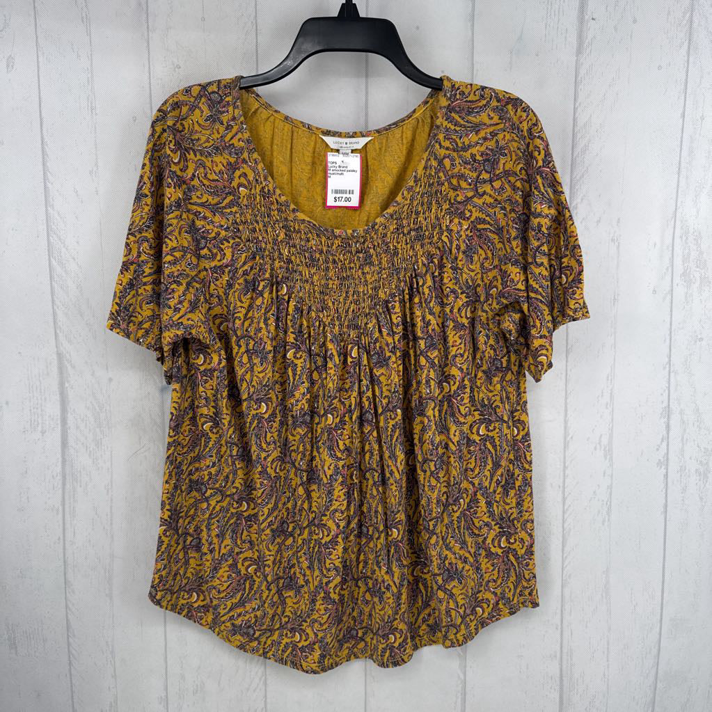 M smocked paisley print s/s tee