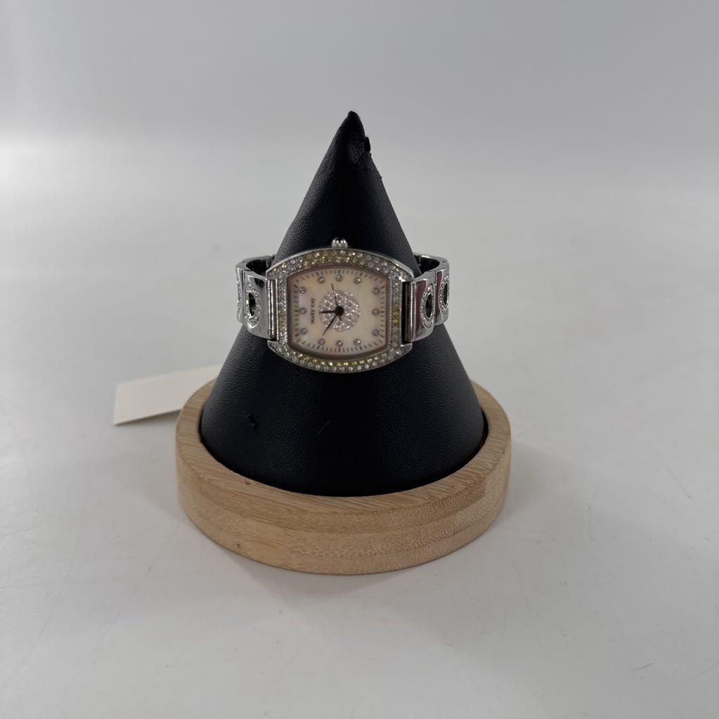 silver crystal accent watch
