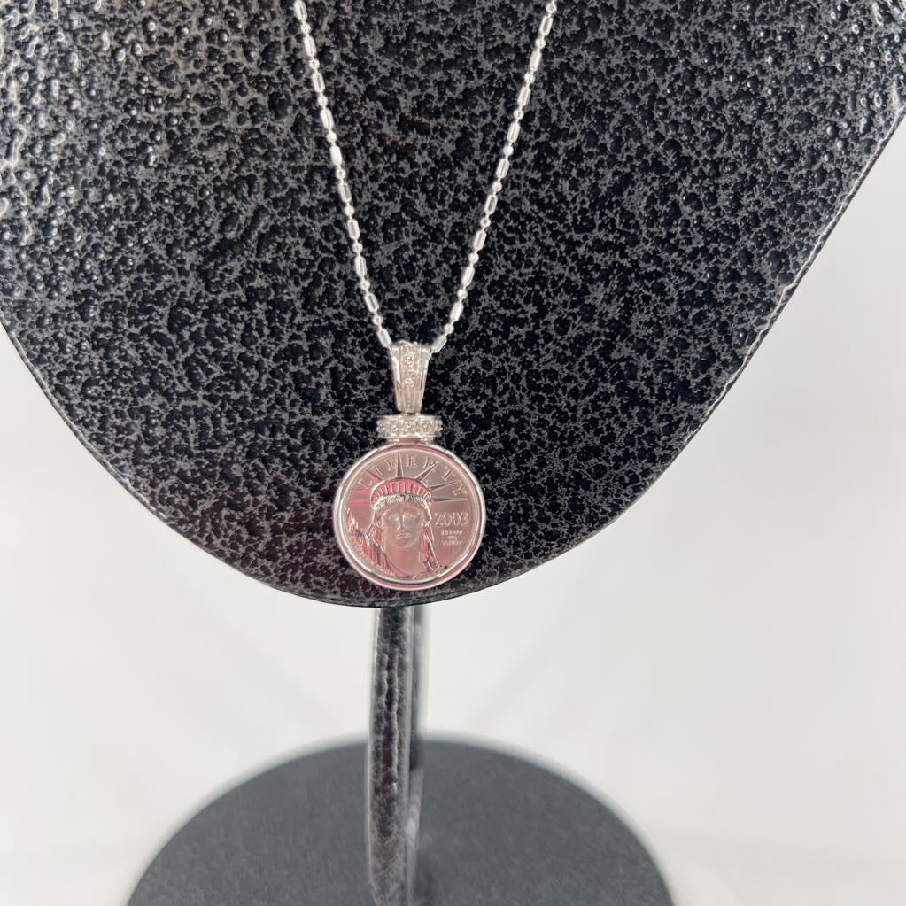 10" .925 silver coin pendant necklace