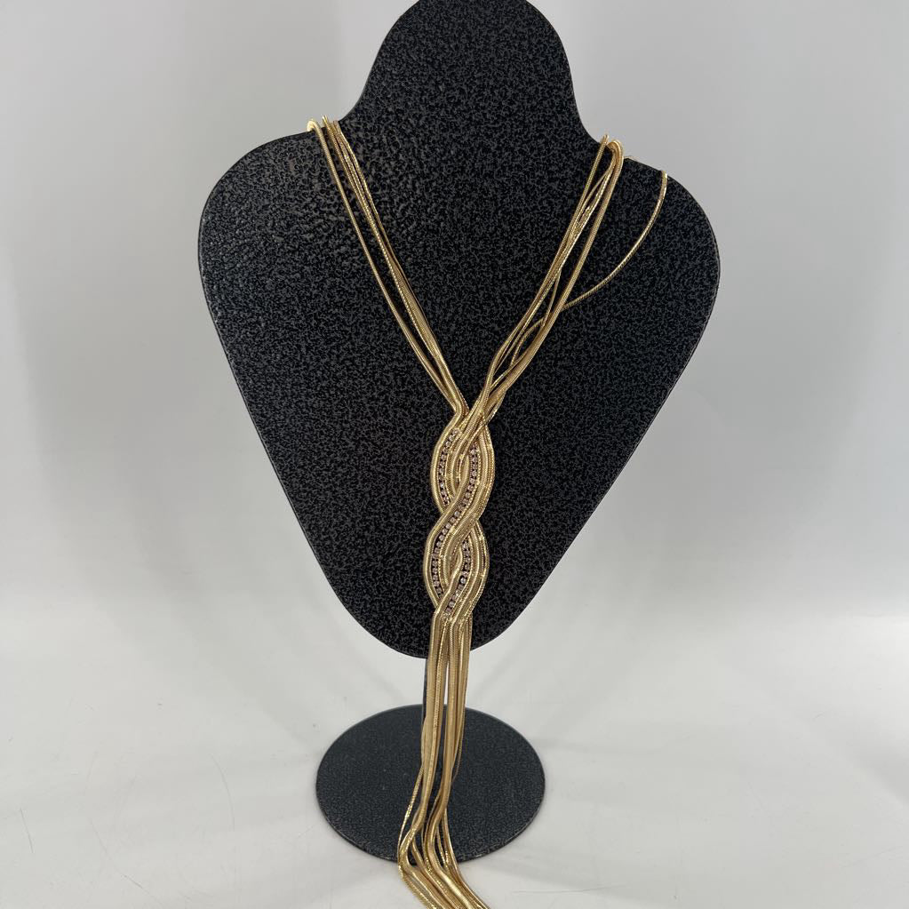 22" gold tone crystal accent twist necklace