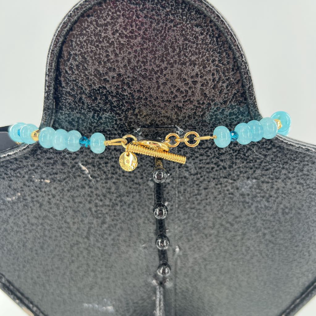 19" blue beaded layering necklace