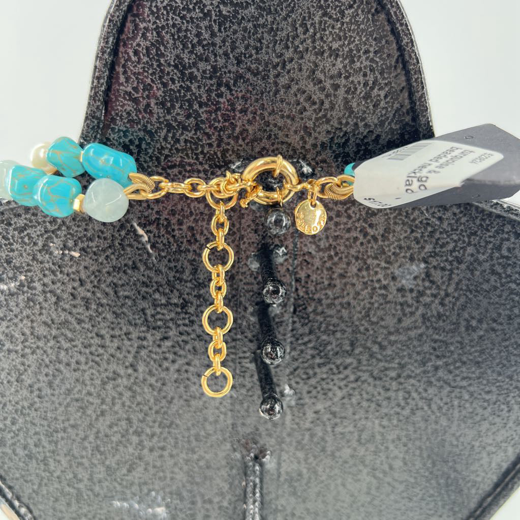 turquoise & gold beaded necklace