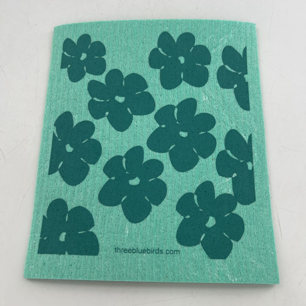 swedish dishcloth-green flowers