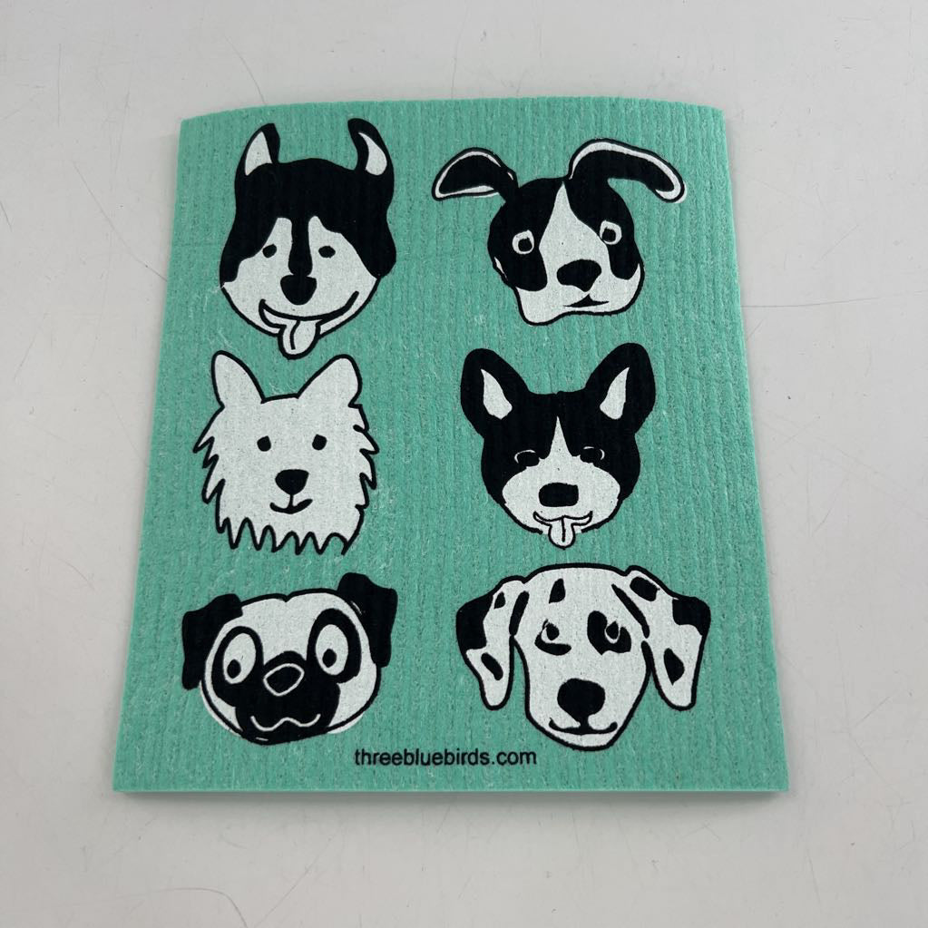 swedish dishcloth-dog faces-green