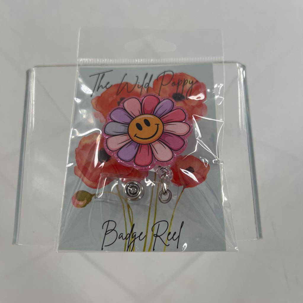 badge reel-colorful daisy