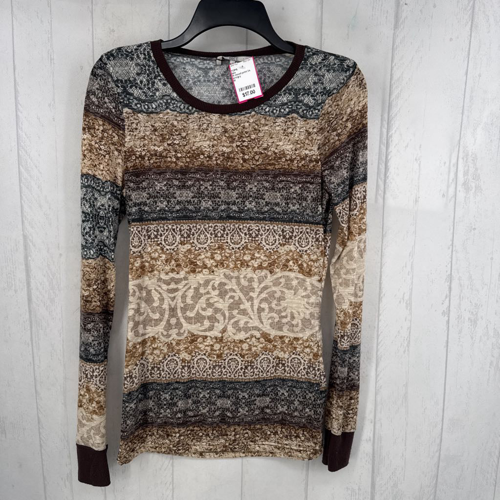 M mixed print l/s tee