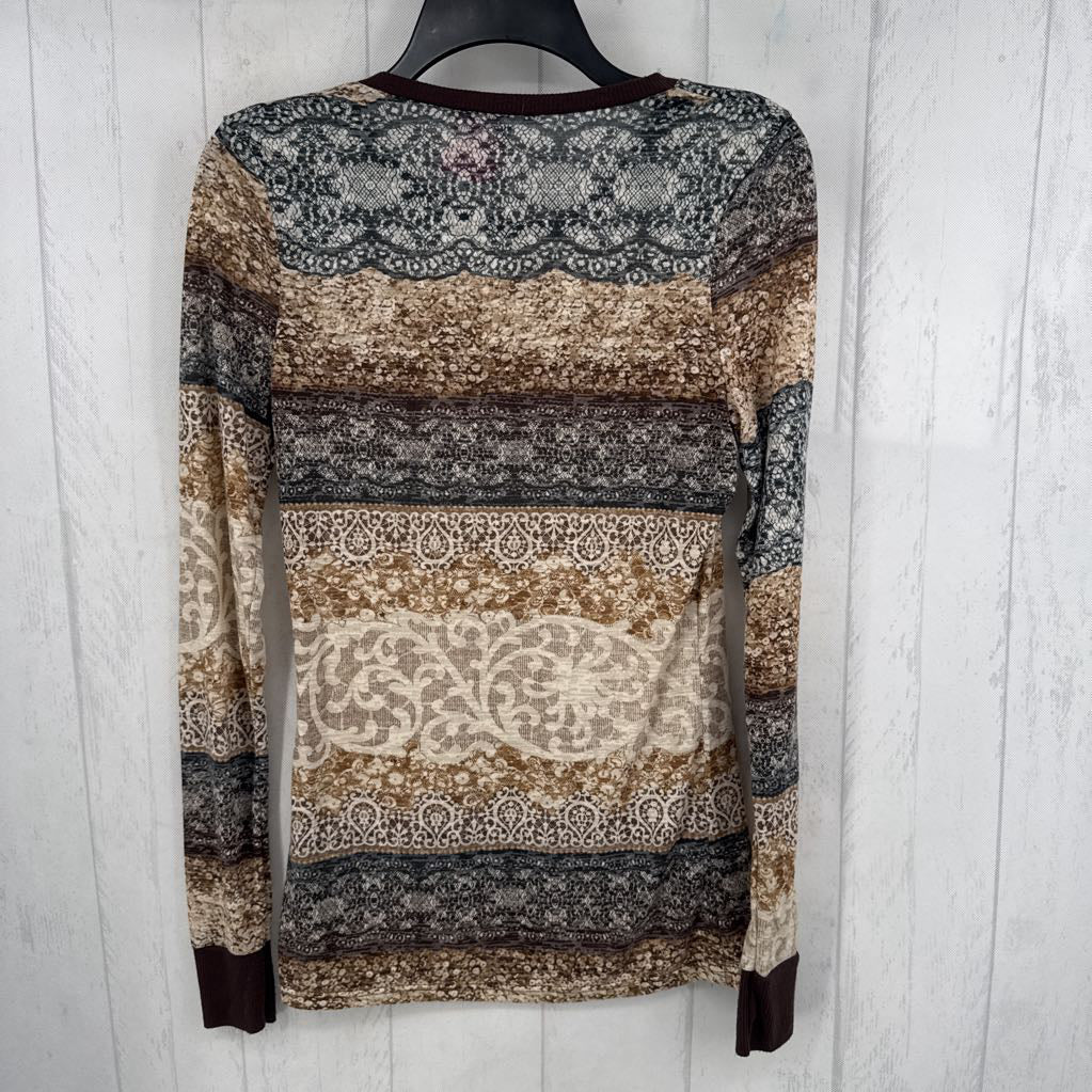 M mixed print l/s tee
