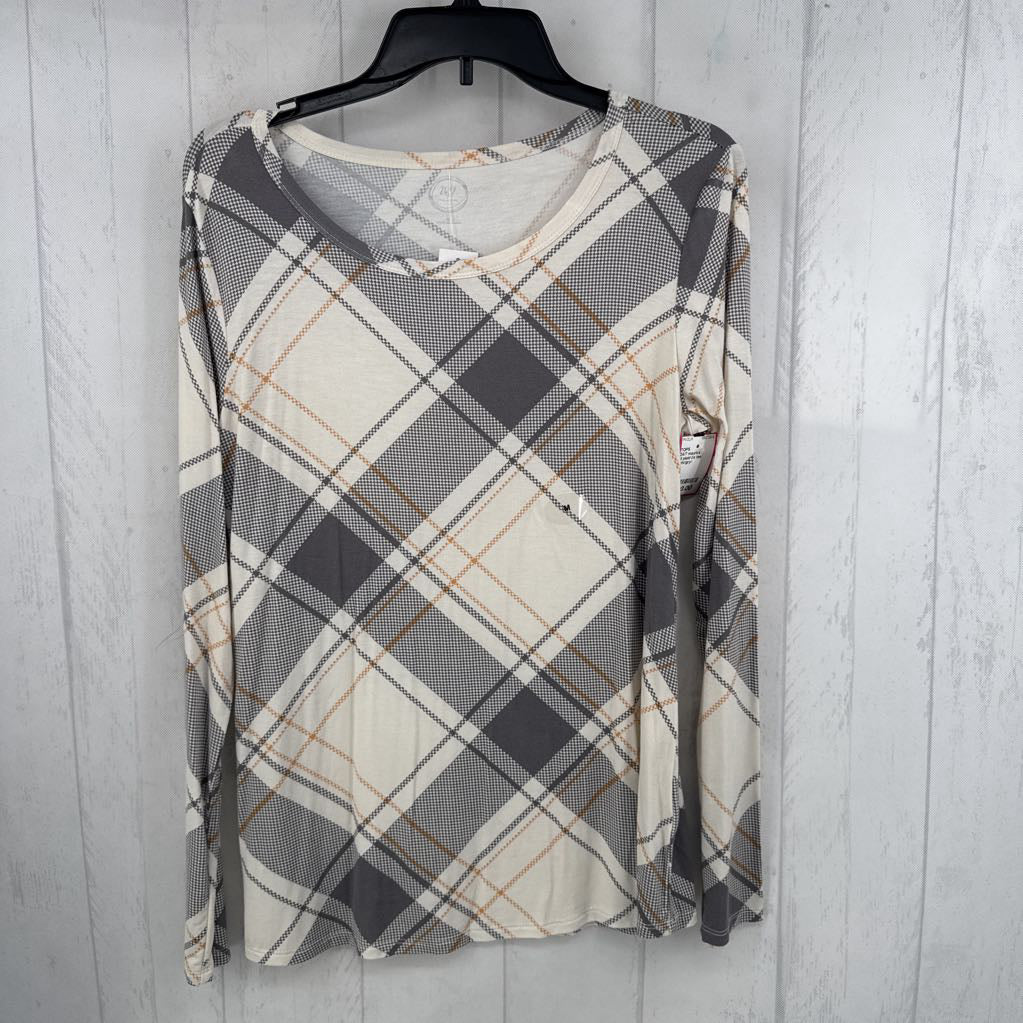 M plaid l/s tee