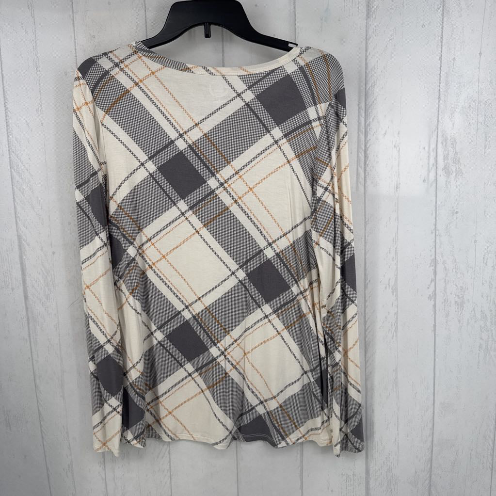 M plaid l/s tee