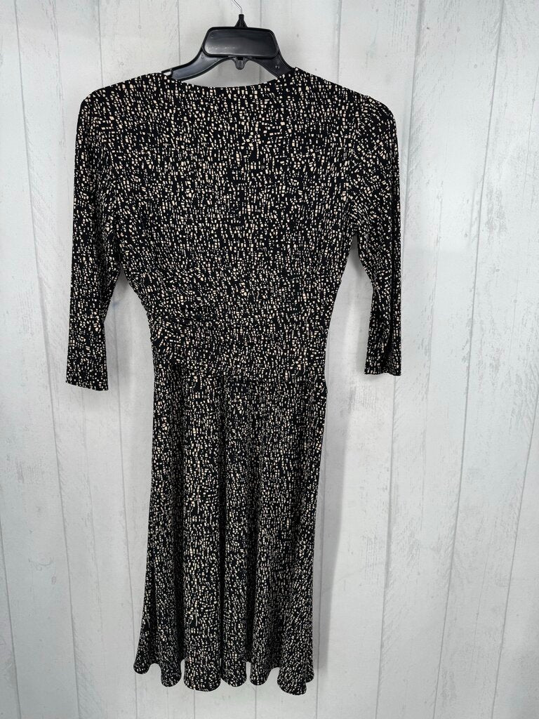 8 printed crossover 3/4 slv dress
