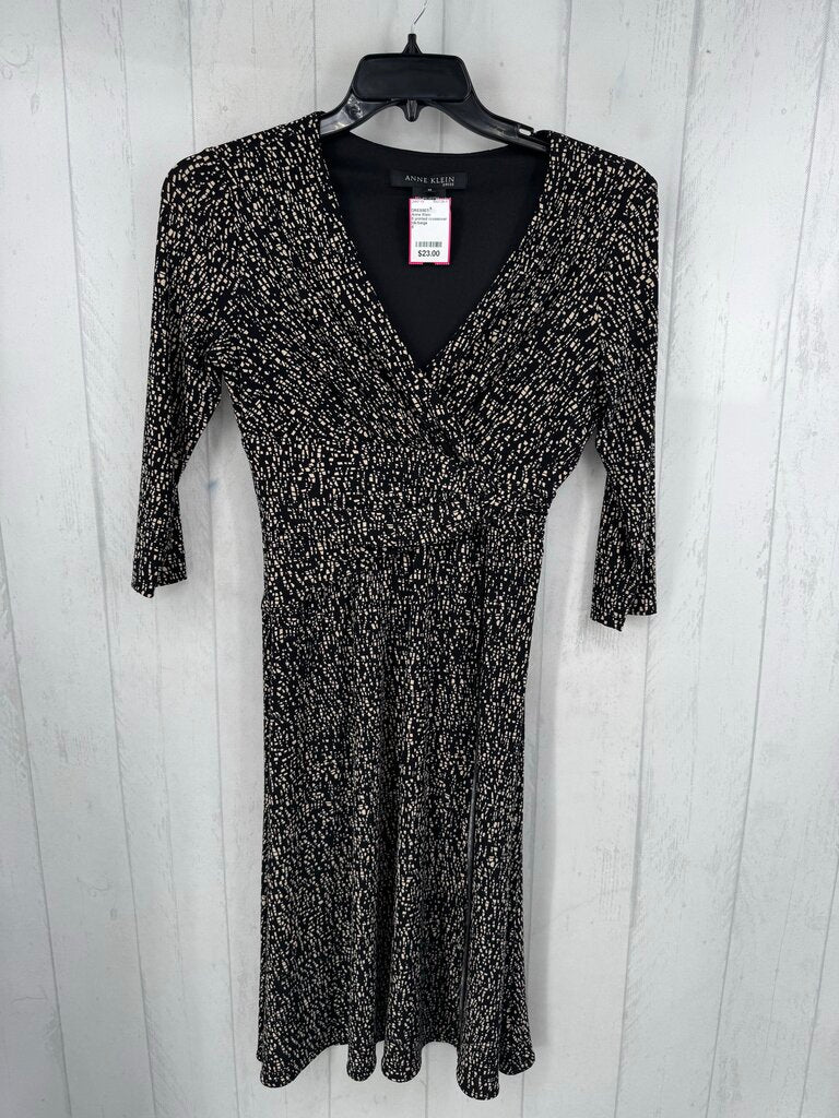 8 printed crossover 3/4 slv dress