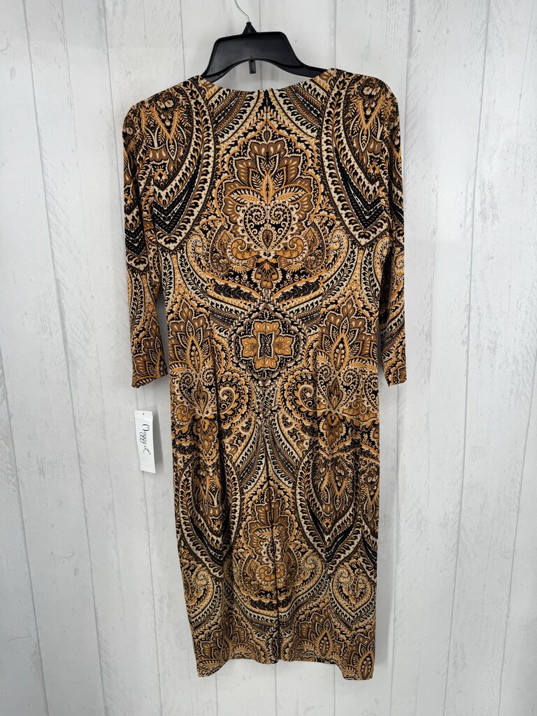 8 damask print 3/4 slv dress