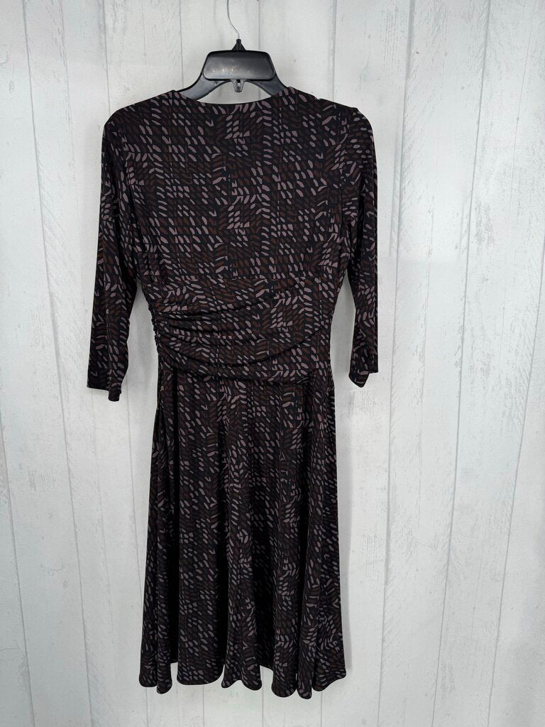 8 printed crossover 3/4 slv dress