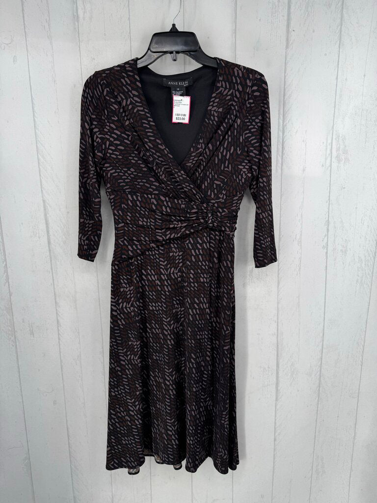 8 printed crossover 3/4 slv dress