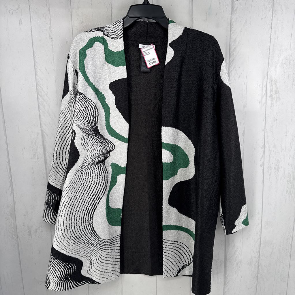 L textured reversible open front cardi