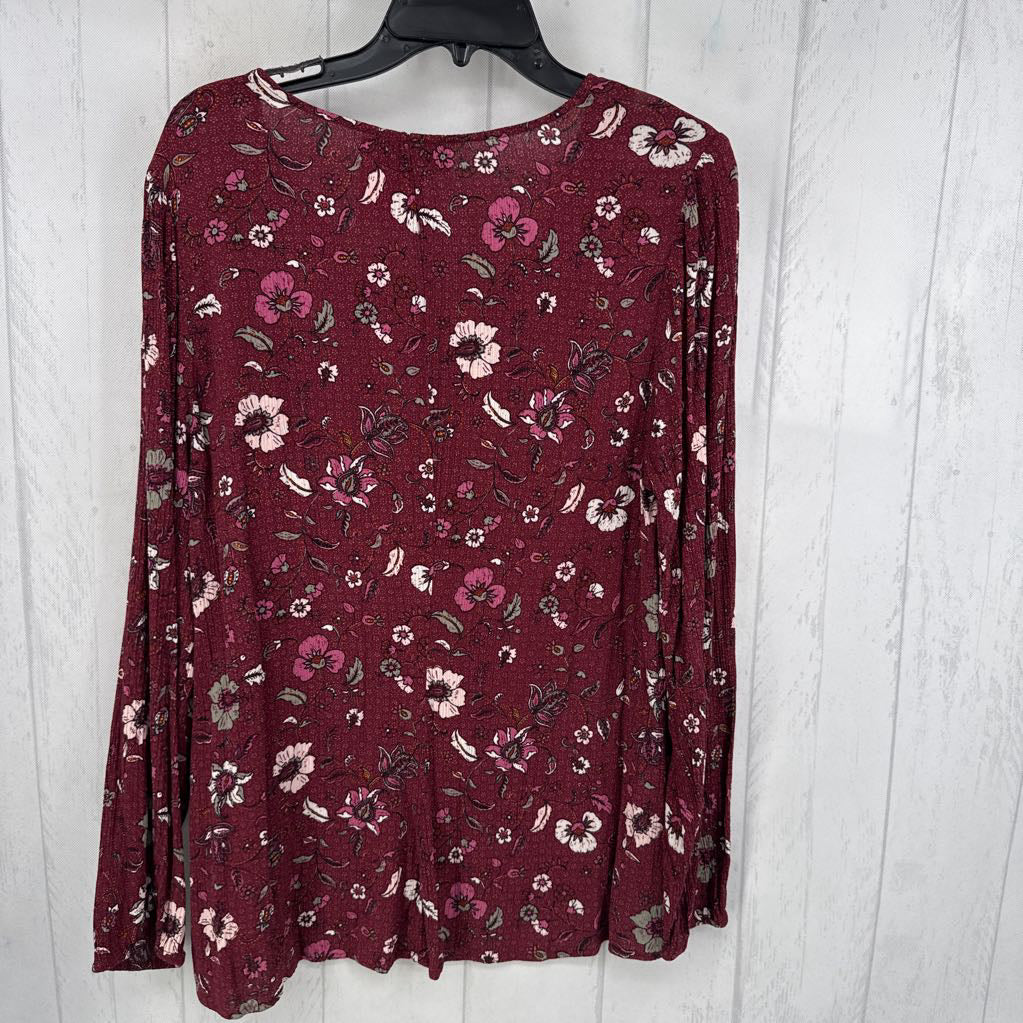 14/16 flo print v-neck l/s top