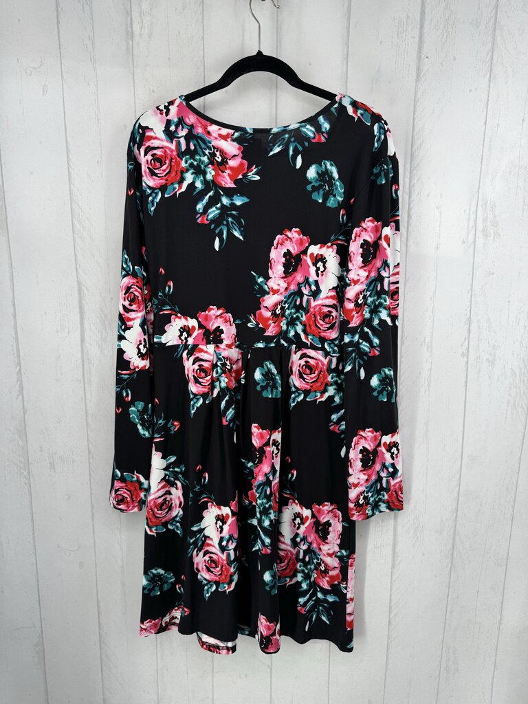 2XL flo print l/s dress