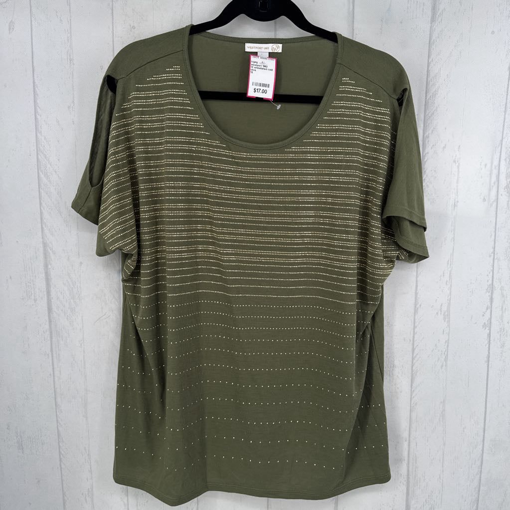1X embelished cold shoulder s/s tee