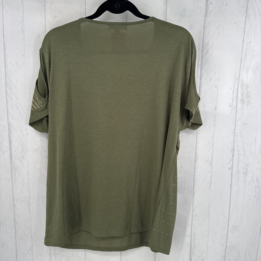 1X embelished cold shoulder s/s tee