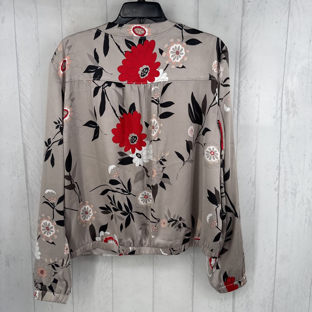 XL silky flo print zip up jacket