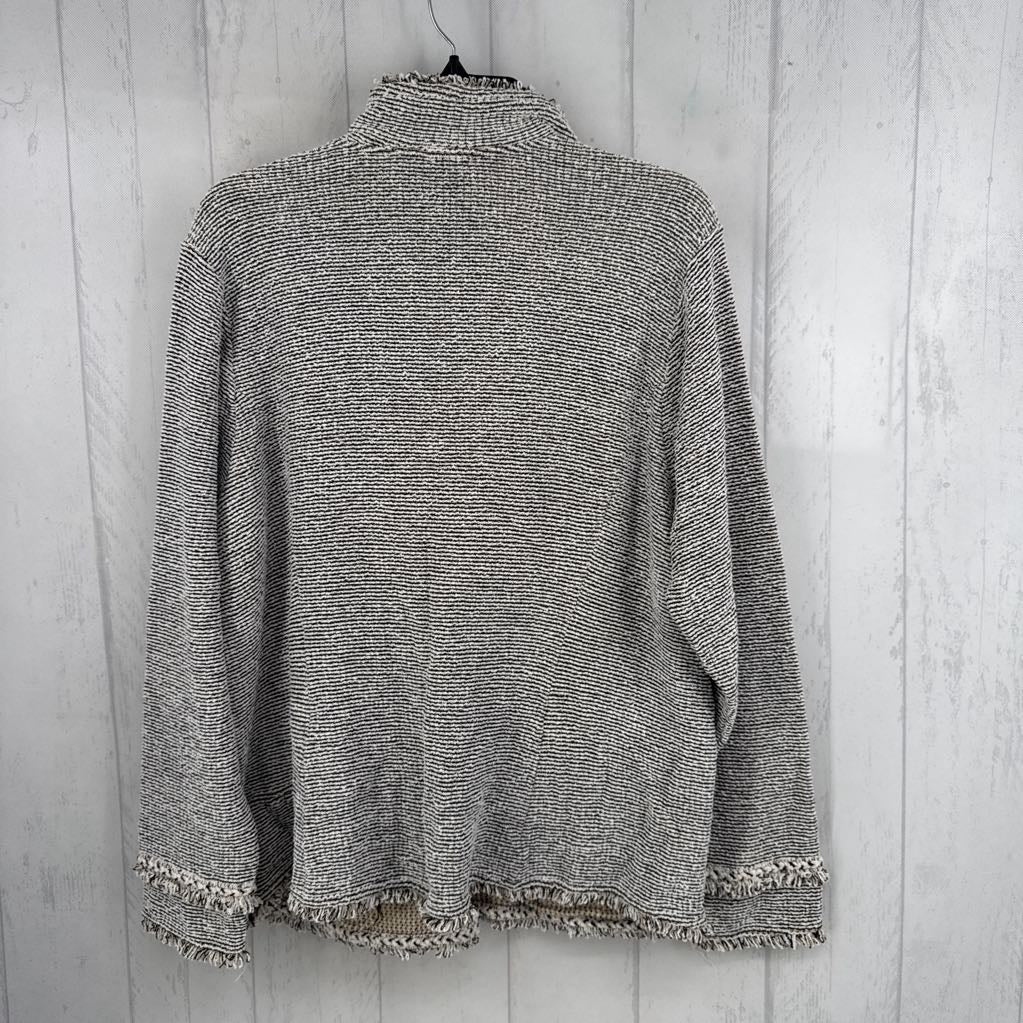 XL textured fringe trim blazer