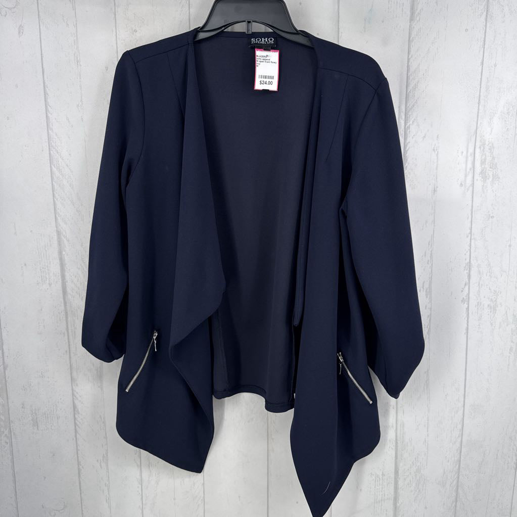 M open front flowy tab slv jacket