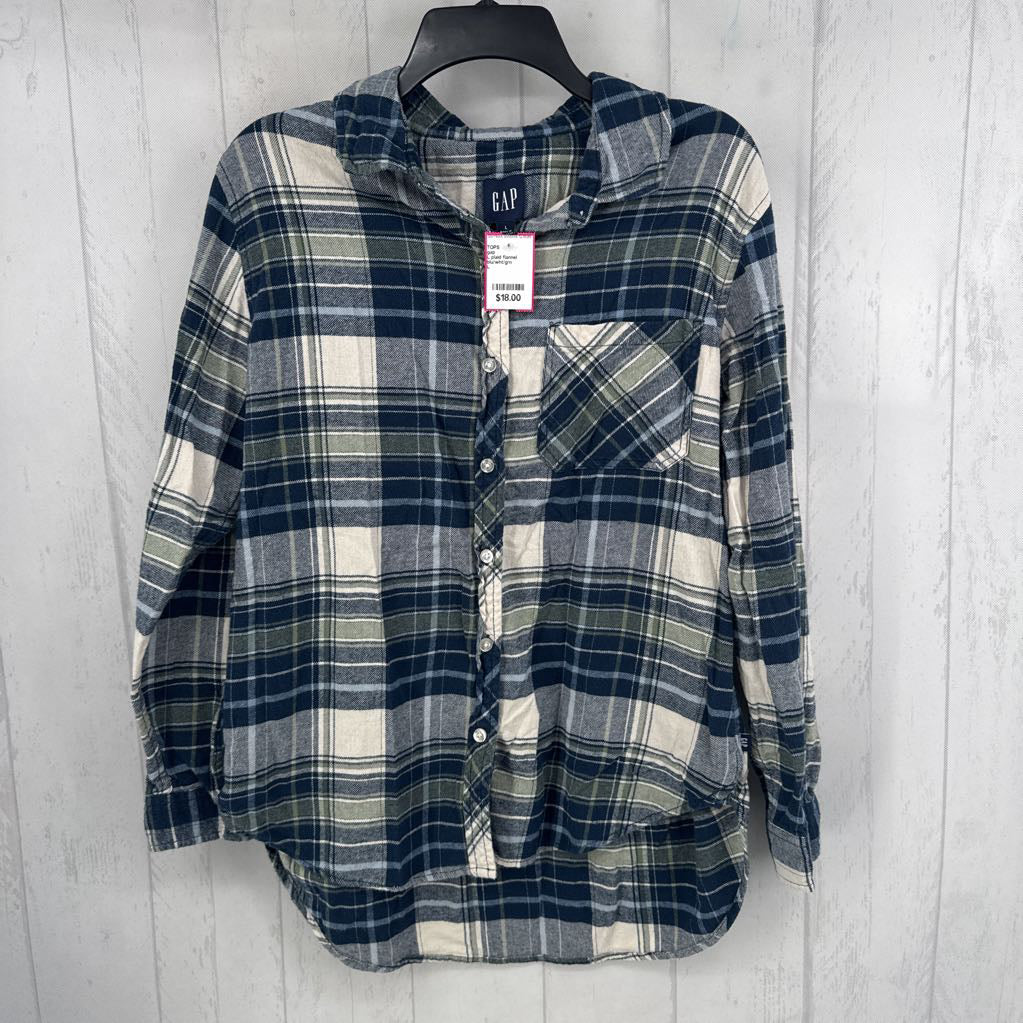 L plaid flannel button down l/s top