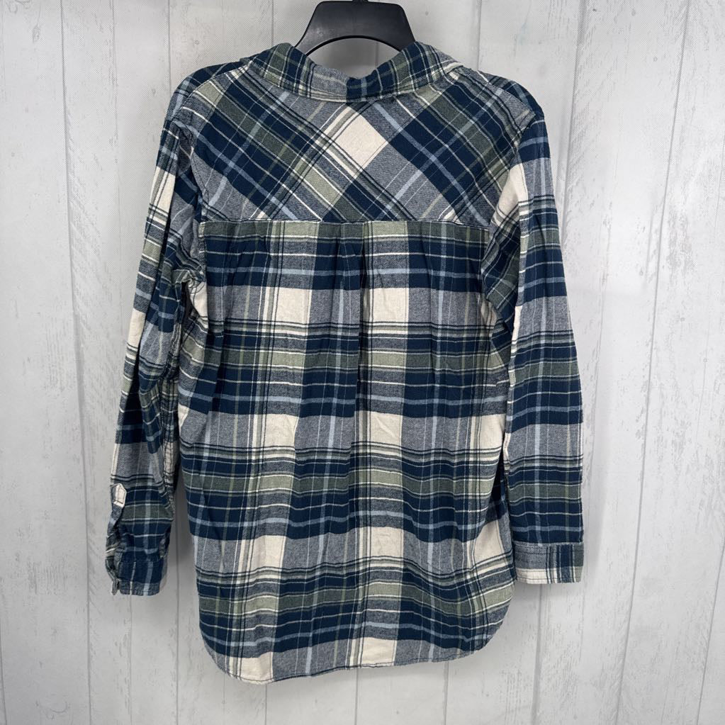 L plaid flannel button down l/s top