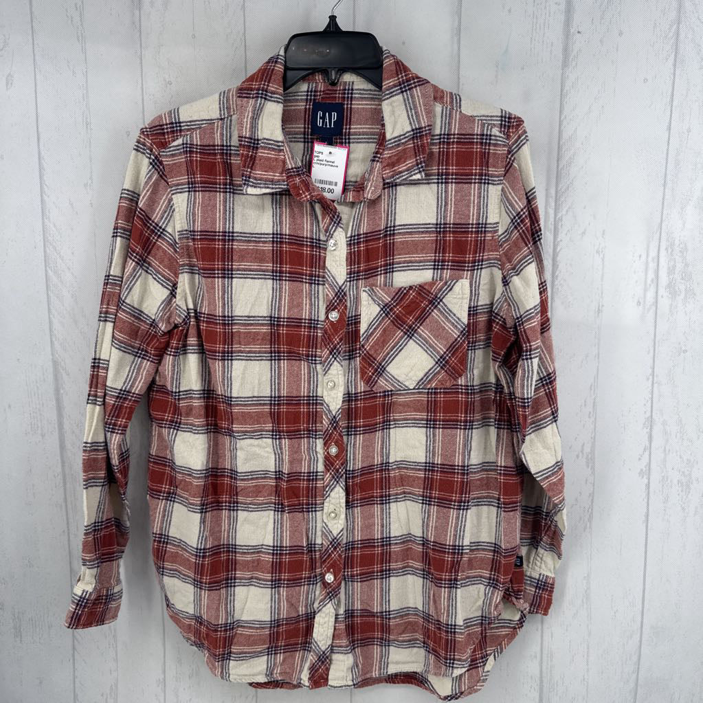 L plaid flannel button down l/s top