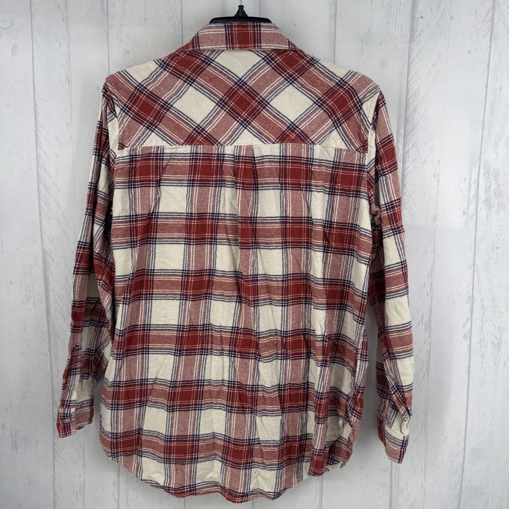 L plaid flannel button down l/s top
