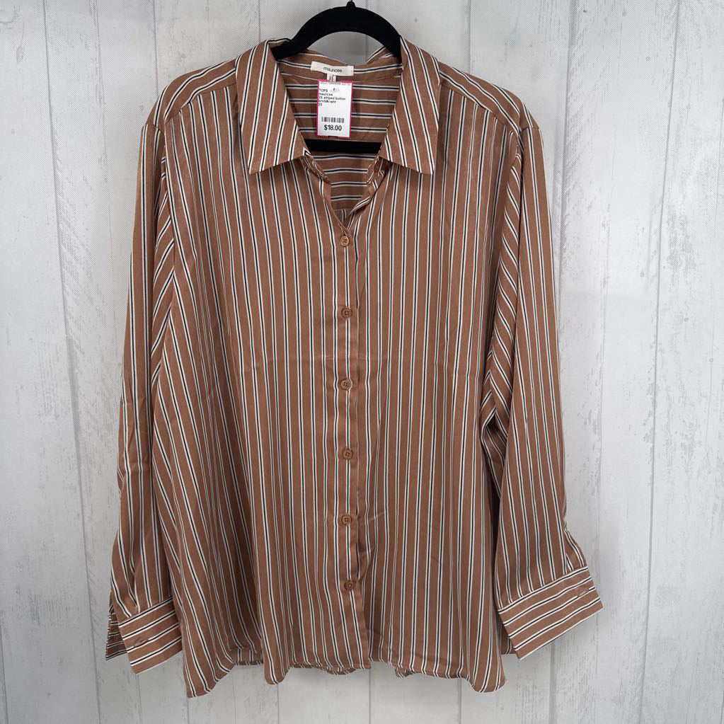 2X striped button down l/s top