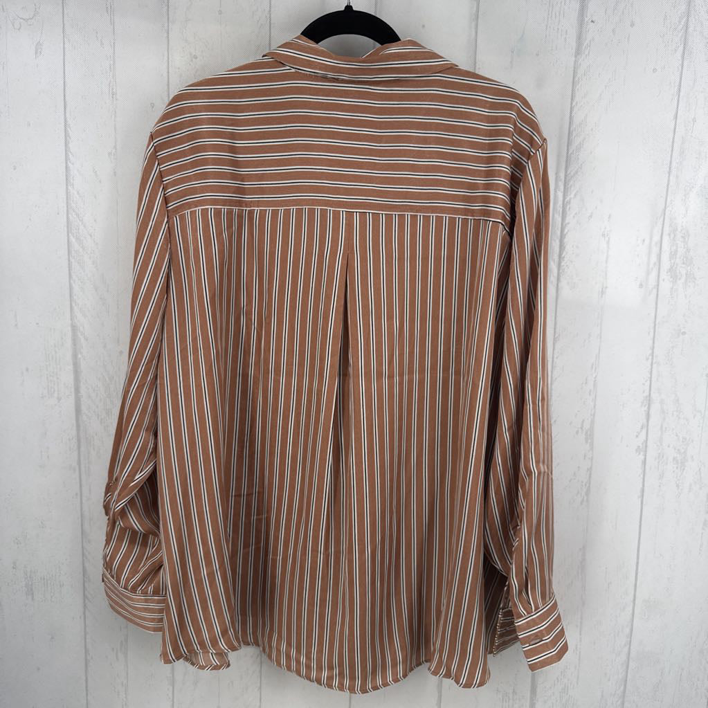 2X striped button down l/s top
