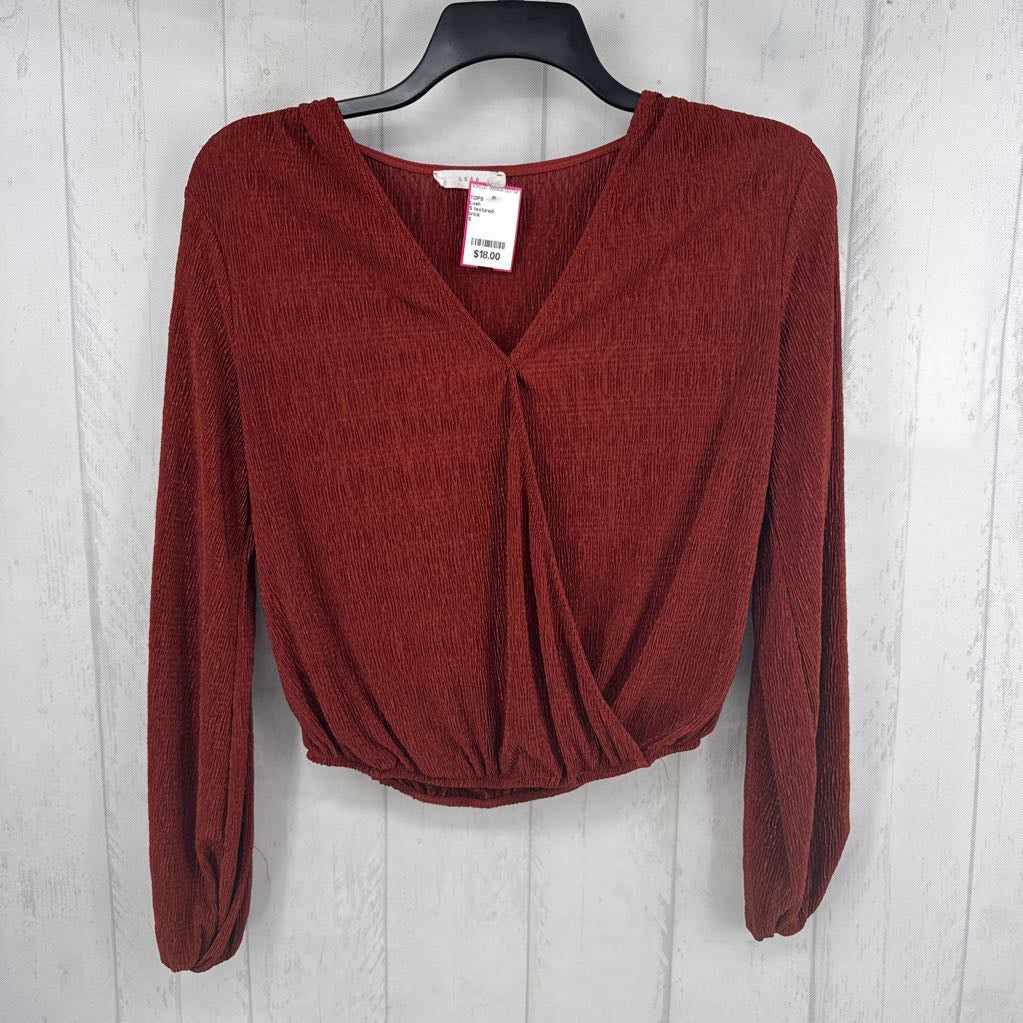 S textured crossover l/s top
