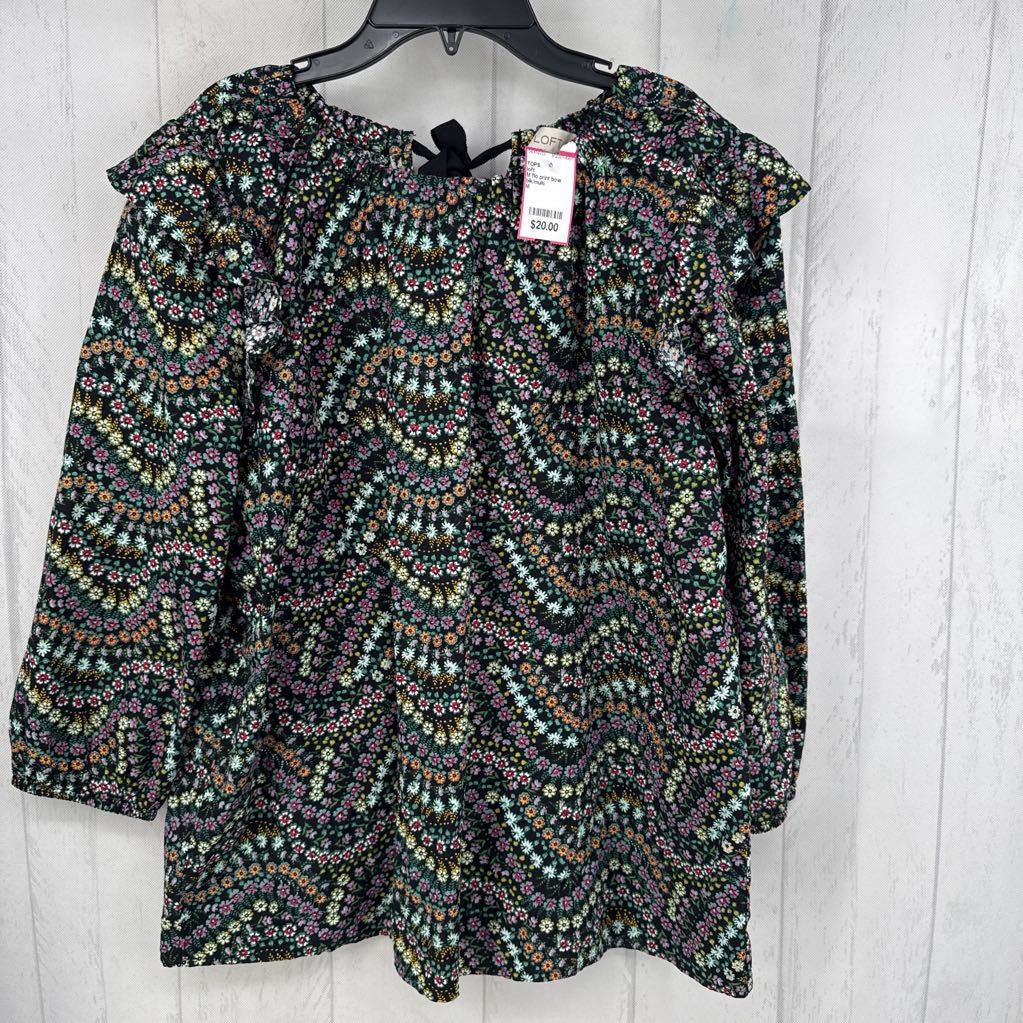 M flo print bow back l/s top